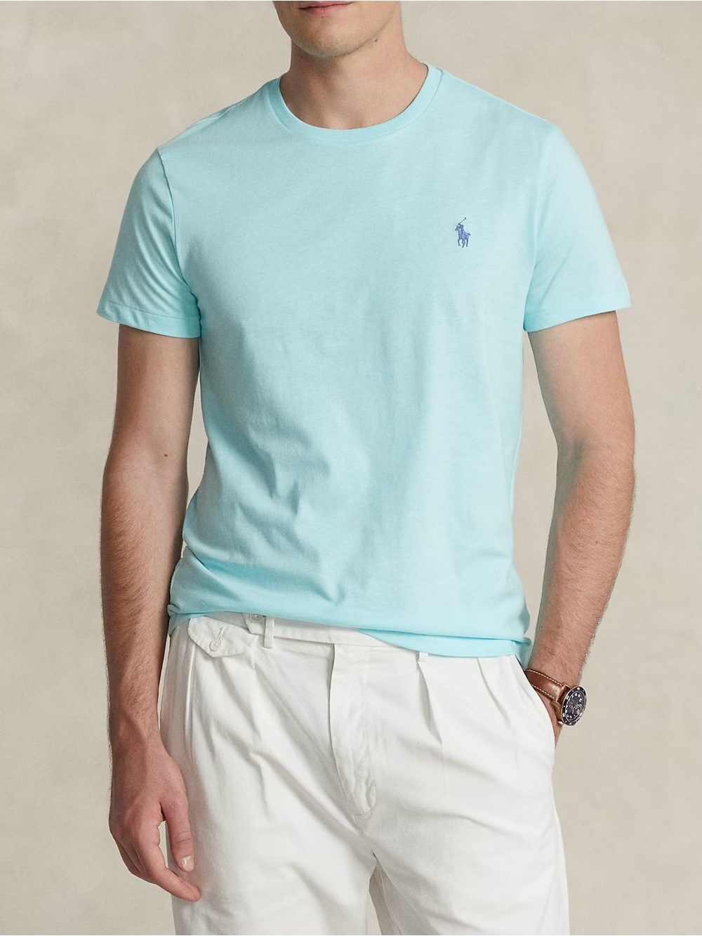 Ralph Lauren Men's Pale Blue Short-Sleeve Crewneck Tee